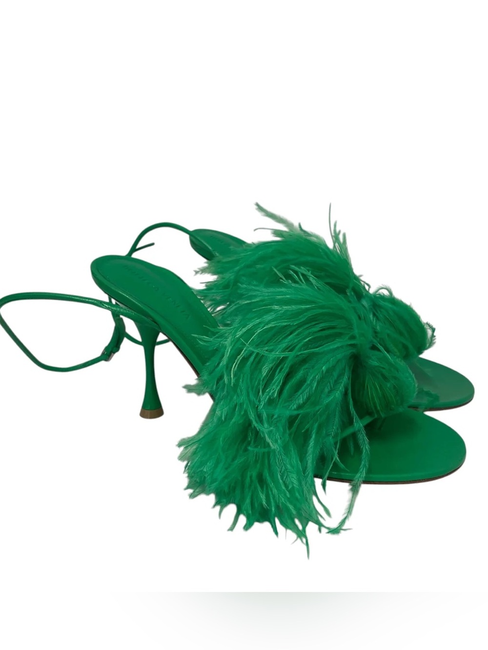 Bottega Veneta Emerald Feather Slingback Heels